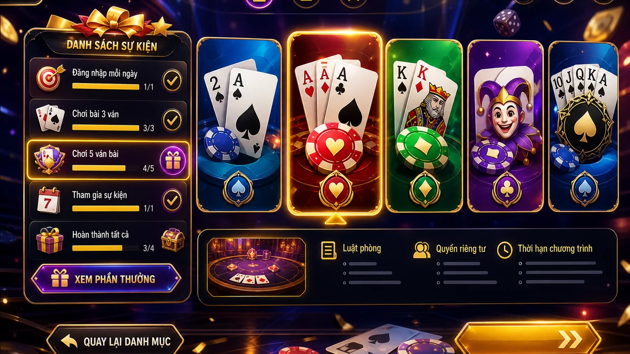 Chọn sảnh đúng dịp: cách chọn sảnh trò chơi bài 32295 cho từng sự kiện